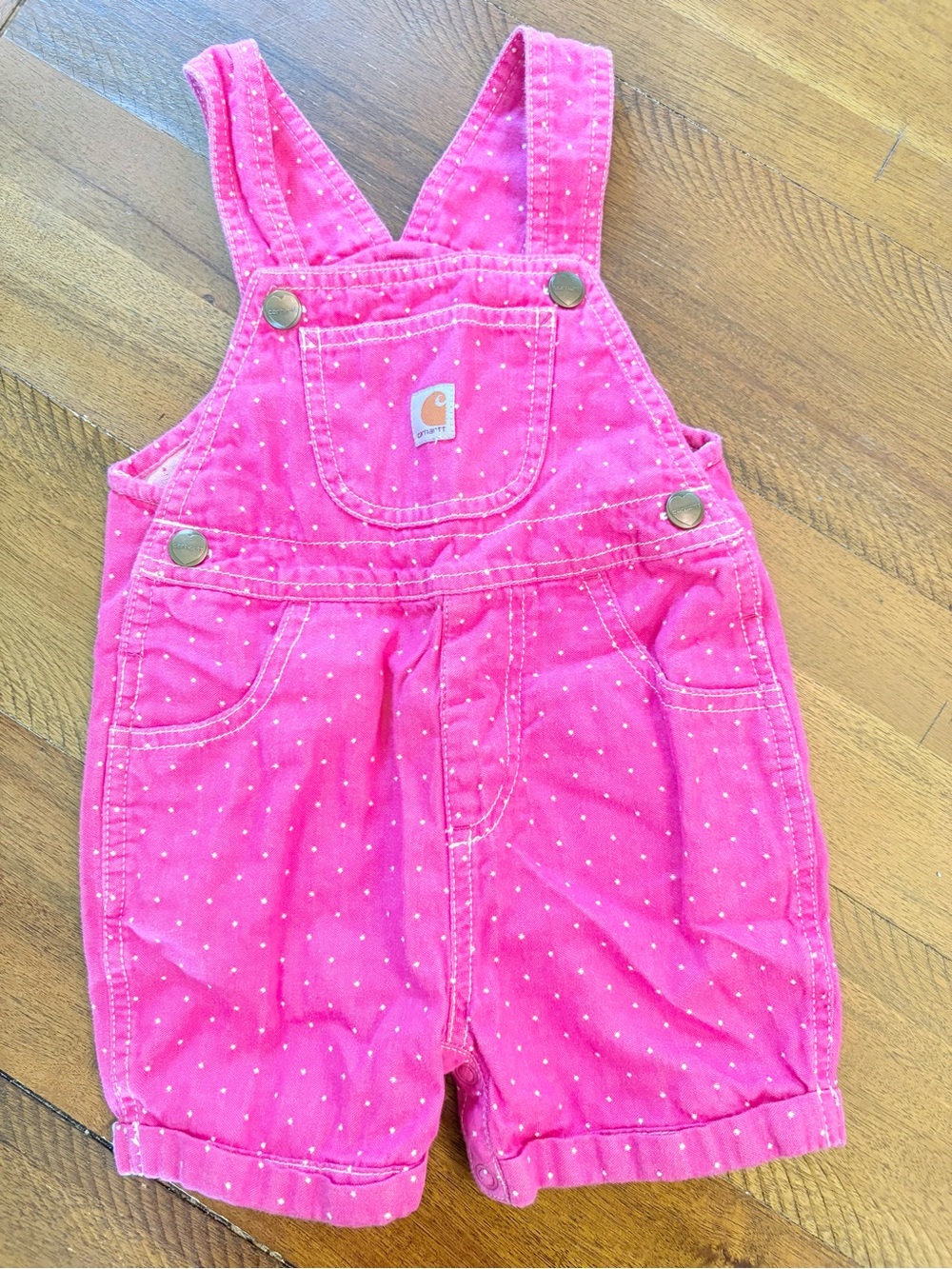 Carhartt Pink Polka Dot Short Overalls for 18 m